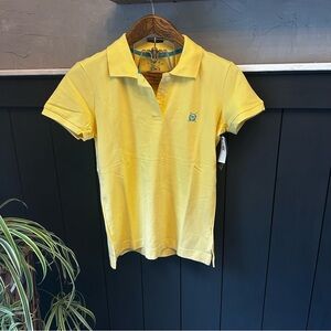 NEW Thre3 Polo Shirt Women's ‎ 3-Button Butter Yellow Short Sleeve Polo Medium